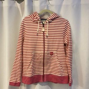 Womans Hatley zippered sweatshirt. Pink & white stripe. Like new.